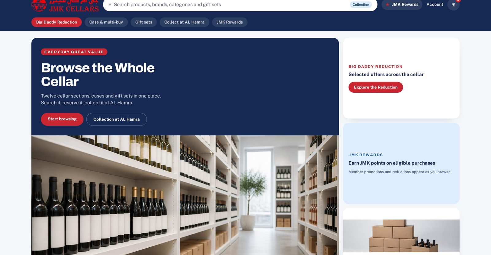 JMK Market homepage concept, desktop preview