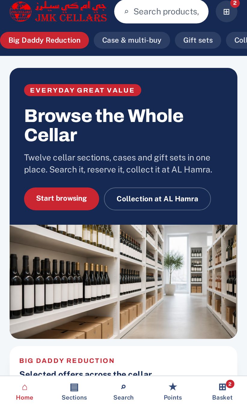 JMK Market homepage concept, mobile preview